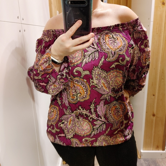 LOFT Tops - Off the Shoulder Paisley Top